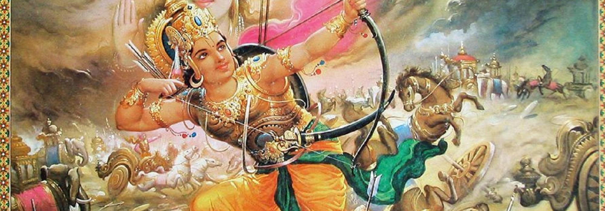 Индийский эпос 7 букв. Битва Арджуны. Махабхарата 2013 Баларама. Кришна на колеснице с Арджуной. Стимпанк Арджуна Кришна битва богов.